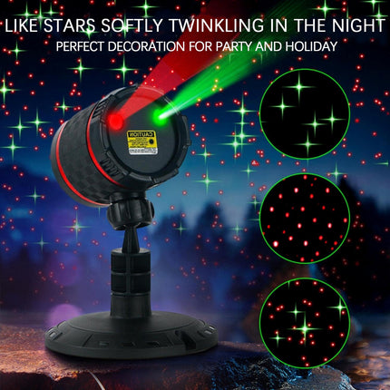 Christmas Laser Projector - Red and Green Starry Outdoor Garden Light with Remote Control for Xmas Holiday Decoration Year Party Show (Twinkling Star-Red+Green)