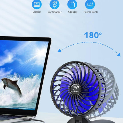 Jzcreater Mini Handheld Fan,Portable Hand Held Fan, 15H Cooling Fan, Quiet 4 Speed, Usb Rechargeable Battery Operated Desk Fan