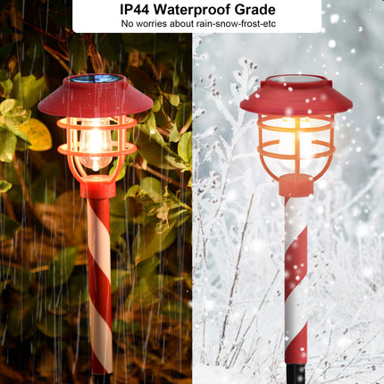Christmas Solar Pathway Lights Outdoor, 6 Pack Waterproof Garden Led Landscape Stake Light, Auto On Off Warm White Red Path Lights for Yard Patio Driveway Walkway