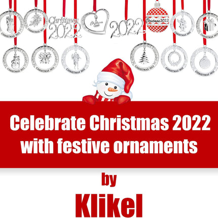 Klikel Christmas Ornament - Shiny Silver Christmas Ornament Wreath with Mistletoe - Dated Christmas Ornament - Ornament for Christmas Tree - Mistletoe Ornament for Holidays