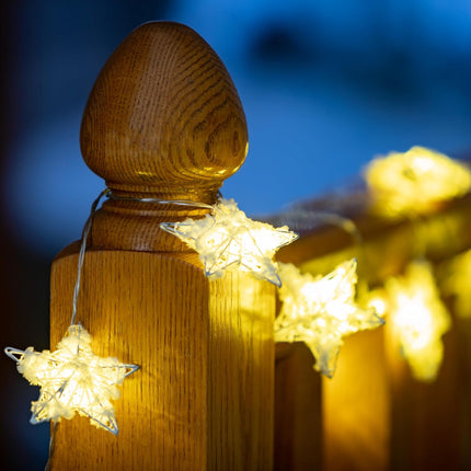 Sullivans Christmas White Lighted Star Garland, LED Lights, LED Garland Christmas Lights, Holiday Decor, Christmas Decorations, White, 6 Feet Long
