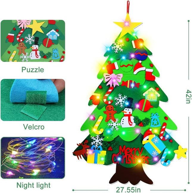 DIY Felt Christmas Tree-3.5 FT Wall Felt Christmas Tree Set for Xmas s Home Door Wall Decoration