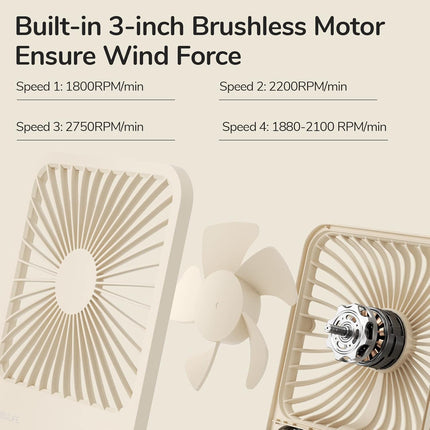 Jisulife Desk Fan Battery Operated Small Fan，180° Foldable Portable Fan, 4 Speeds Adjustable Ultra Quiet For Home Office Travel