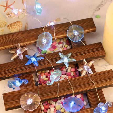 Impress Life Nautical Theme Decorative String Lights, Ocean Decor Under The Sea Sand Dollars Seahorse Beach Lights Battery&USB Plug in with Remote 10 ft 30 LEDs for Covered Outdoor Birthday Party