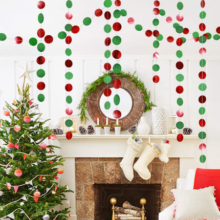 Decor365 Green Red Circle Dots Garland Kit for Xmas Christmas Party Hanging Decoration Streamers Banner Christmas Tree Garlands for Year Eve Celebration Birthday Wedding Baby Shower Holiday Decor