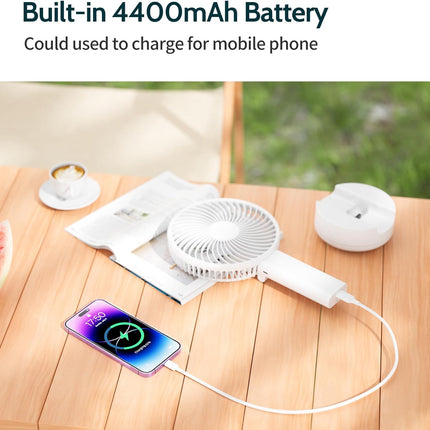 Handfan 6 Inch Handheld Fan 4400Mah Battery Operated Fan 6 Settings Personal Desktop Fan With 534H Working Time Removable Base