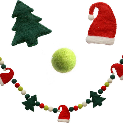 Glaciart One Christmas Felt Balls Garland - Pompom Holiday Decoration Hand-Made from Natural Wool - Cute Hanging Decor for Christmas Tree, Mantel, Kids Bedroom, Living Room, Nursery - 10 Feet Long
