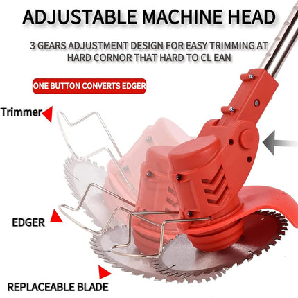 Weed Wacker Cordless Grass Trimmer Weed Eater Electric Brush Cutter Quick Charger Cordless Lightweight Electric Edger Lawn Tool for Lawn Garden Pruning and Trimming(Red)