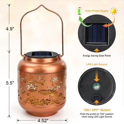 Solar Lantern Solar Lights Outdoor Waterproof s for Women Mom Grandma Bee Christmas Decorations Outside Garden Decor Hanging Solar Lights Metal Led Lantern for Yard Backyard, Porch Patio