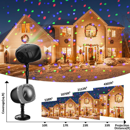 Elec3 Christmas Projector Lights Outdoor, RGBW Christmas Snowfall Projector Lights Rotating Falling Snow Projector with Remote Control Landscape Lights for House Yard Garden Halloween Christmas Decor
