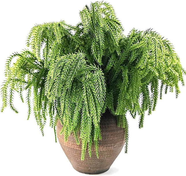 GXXMEI 6PCS 18" Christmas Norfolk Pine Branches, Norfolk Pine Stems DIY Crafts Faux,Faux Cedar Branches for Christmas Indoor Outdoor Home Decor