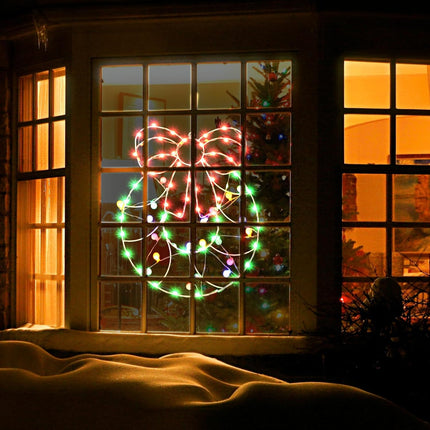 6 Pcs Christmas Window Silhouette Lights Decorations 16 Inch Waterproof Window Hanging Lights Deer Christmas Tree Santa Claus Garland Snowman Bells Lights for Party Holiday Wall Door