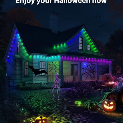Permanent Outdoor Lights, 180ft with 132 LED Smart RGB+Warm White Eave Lights with 44 Scene Modes, IP67 Waterproof for Halloween, Christmas, Holidays, Works with App, Alexa, Google Home