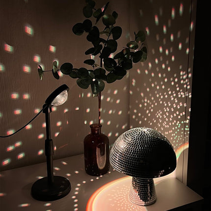 Creative Mushroom Disco Ball for Party, Table Decor Mirror Retro Handmade Disco Ball Mushroom Shape Home Art Decorations,Bar Ornaments(Silver, S(5.9''))