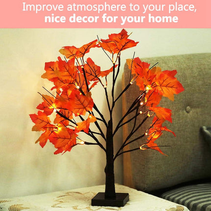 Artificial Fall Lighted Maple Tree 24 LED Thanksgiving Decorations Table Lights Battery Operated for Wedding Party s Indoor Outdoor Autumn Harvest Home Decor