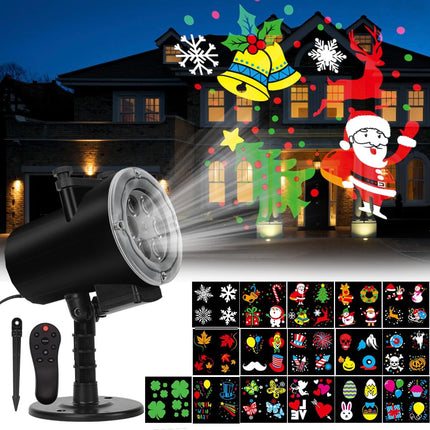 Christmas Holiday Projector Lights Outdoor,FLEVO Halloween Projector Lights,16 HD Slides LED Decorative Lights with Remote Control,IP65 Waterproof for Halloween Xmas Party Garden Landscape Decoration