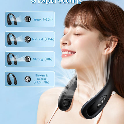 Neck Air Conditioner, 5000Mah Portable Neck Fan With Semiconductor Cooling Airflow Bladeless Usb Rechargeable 3 Speed Personal