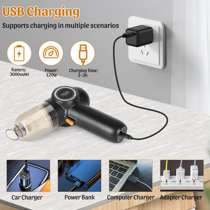 Car Vacuum Cleaner, Cordless Handheld Vacuum, 9000 Pa Portable Mini Vacuum With Multinozzles, Rechargeable 2In1 Car Vac & Air Blower For Carcomputerkeyboarddeskhomepetsewing Machine