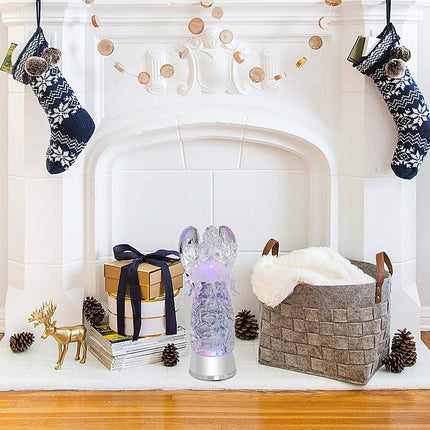 DRomance 11" Angel Snow Globe Lantern Battery Operated with 6 Hour Timer Color Changing LED Light Praying Angel Swirling Glitter Water Lamp Thanksgiving Christmas Holiday Decor