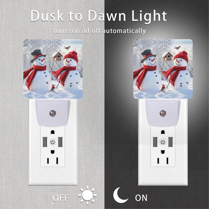 Christmas Snowmen Night Lights, 2Pack Xmas Nightlights Plug-in Dusk to Dawn Smart Sensor Led Nightlight for Bedroom Bathroom Kitchen Hallway Stairs Energy Efficient Decor Desk Lamp