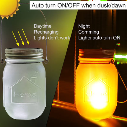 Solar Flicker Torch Lights, 6 Pack Waterproof Dancing Flicker Lanterns Lights Build-in Glass Mason Jar, Outdoor Patio Yard Desktop Party Halloween Xmas Decor Solar Lanterns