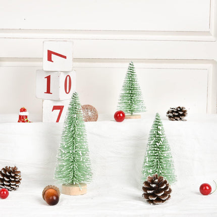 25 Pieces Artificial Frosted Sisal Christmas Tree, Bottle Brush Trees with Wood Base DIY Crafts Mini Pine Tree for Christmas Home Table Top Decor Winter Ornament (Pink)