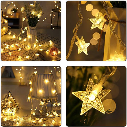 Merdeco Star String Lights, 16ft/5m 50 LED Plug in String Lights Warm White Fairy Lights for Christmas/Wedding/Party Indoor and Outdoor Decoration