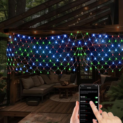 Smart Net Lights for Bushes 150LED 6ft x 4ft, DIY Lightshow RGB Halloween Mesh Lights, Connectable Waterproof with Timer Bluetooth Christmas Net Lights for Bushes Outdoor Yard Shrub Tree Decoration