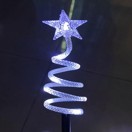 Outdoor Cone Christmas Tree Lights 14in Star Topped Artificial Lighting Christmas Trees Outside Decor for Xmas Holiday White