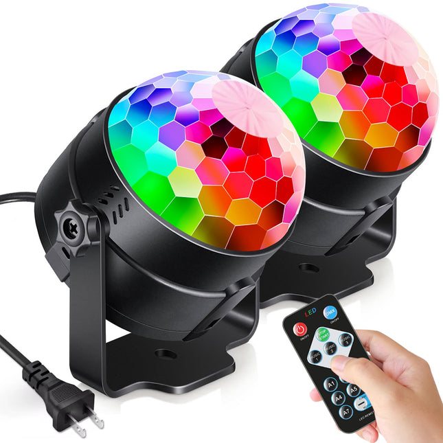 Luditek 2-Pack Sound Activated Party Lights with Remote Control Dj Lighting, Disco Ball Light, Strobe Lamp for Home Room Dance Parties Supplies s Birthday Christmas Halloween Party Decorations