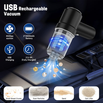 Cordless Vacuum Cleaner, Mini Handheld Vacuum, Small Car Vacuum With Led, Electric Air Duster & Vacuum Cleaner 2 In 1 Rechargeable, Portable Vacuum Cleaner For Home, Office And Car Cleaning