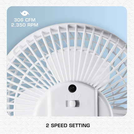 Hurricane Fans Classic 6 Inch Clip Fan Portable Fan With Strong Clamp, Two Speed Settings, And Adjustable Tilt Mechanism, White