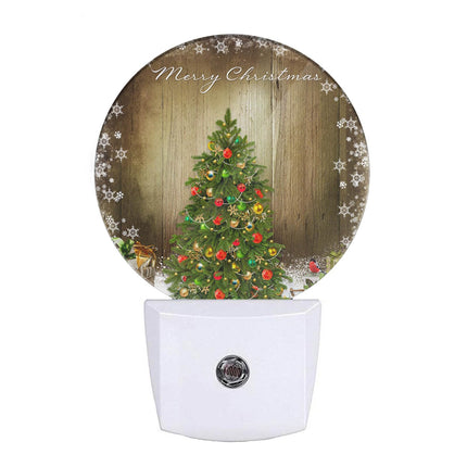 EKOBLA Winter Green Christmas Tree Night Lights Plug into Wall Holiday Presents Boxes Snowflakes Night Lamp Auto Sensor LED Dusk to Dawn Light for Boys Girls Men Women