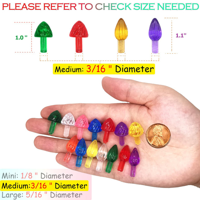 154/Pack Ceramic Christmas Tree Replacement Lights Includes Bulbs Fixing Adhesive That Won't Damage Porcelain, Medium Flame Twist and Ice Cream Pegs Ornament, 7 Colors