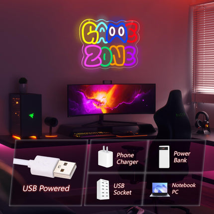 Game Zone Neon Sign, LED Gamer Neon Signs for Room Decor, Dimmable Gaming Light up Sign for Teens, Boys, Kids, Birthdays, Christmas, Video Game Decor s for Wall, Bedroom(Game Zone)