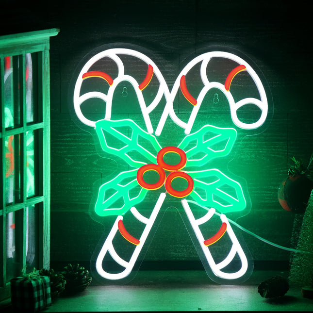 Xuhal Christmas Candy Neon Sign Light 14.2 x 11.8 inches Neon Lights Signs LED Sign USB Powered Home Wall Decor Light Up Acrylic Room Decorations for Bedroom Bar Night Light Art Accessories