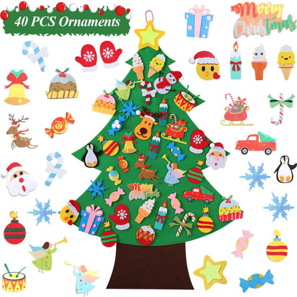Felt Christmas Tree - 3.5 FT Wall Felt Christmas Tree for Kids with 40 Pcs Ornaments, DIY Xmas s for Christmas Decorations