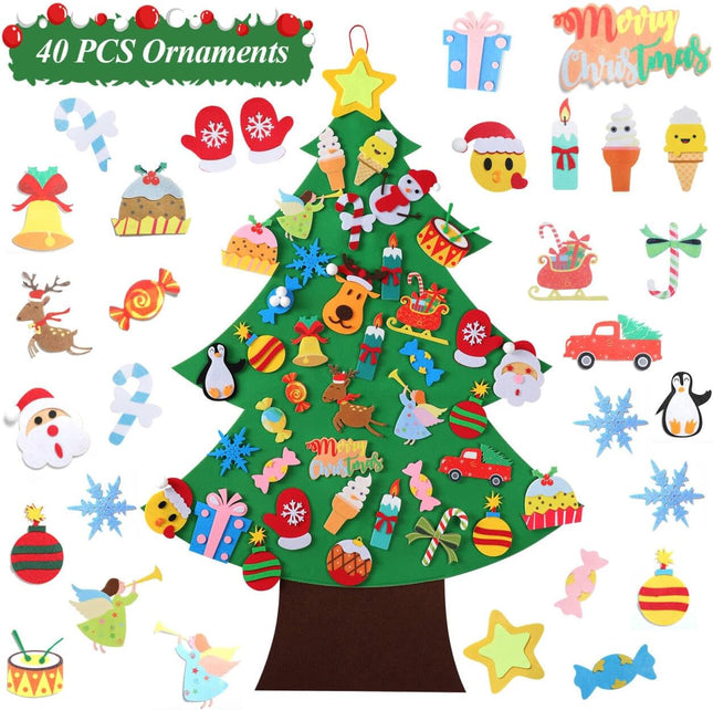 Felt Christmas Tree - 3.5 FT Wall Felt Christmas Tree for Kids with 40 Pcs Ornaments, DIY Xmas s for Christmas Decorations