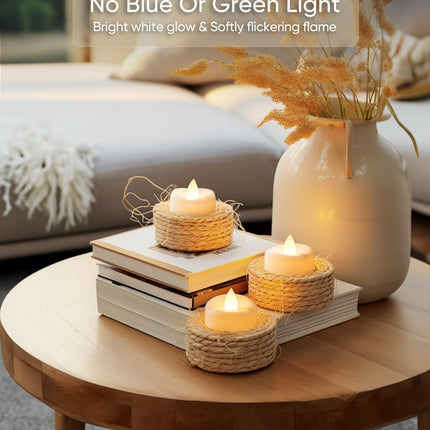 LED Candles with Remote and Timer, 12PCS Flameless Tea Lights Candles Battery Operated, Remote Control Tea Lights with 6/8 H Timer for Halloween Christmas Holiday Warm White