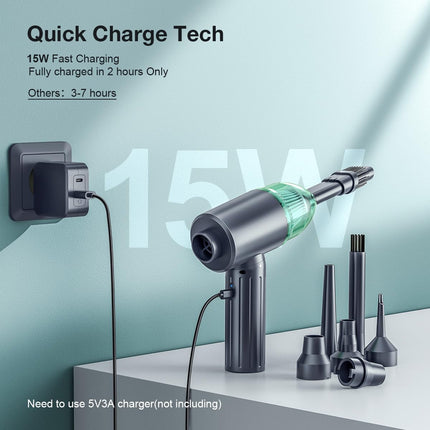 Meco Eleverde Mini Vacuum Cleaner & Compressed Air Duster, Wireless Handheld Vacuum With Brushless Motor 12000Pa High Power And Typec, For Car,Office And Home Cleaning