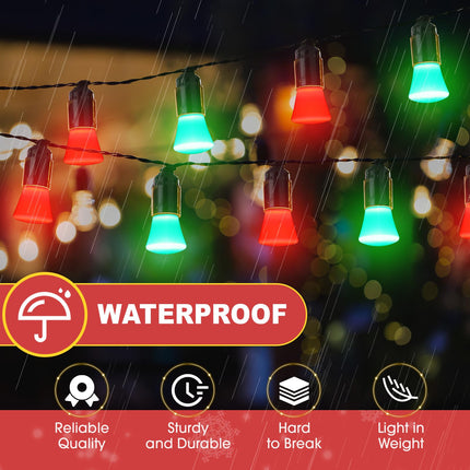 50 Pcs Christmas 2W LED Light Bulbs Replacement Bulbs for Outdoor String Lights E26 Base Plastic Waterproof S14 LED Bulb for Wedding Halloween Patio Party Bar Mood Decor (Red, Green)