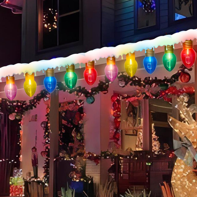 16FT Jumbo Christmas Lights Outdoor,C7 Giant String Lights Christmas Outdoor Hanging Lights with 10 Large Clear Multicolor Bulb for Holiday Home Roof Yard Garden Decorations