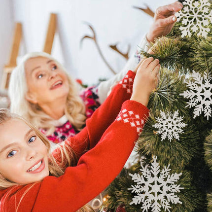 Christmas Tree Decoration Snowflake Ornaments - 36 Pack White Glitter Snowflake Christmas Hanging Ornaments for Xmas Holiday Year Winter Wonderland Home Party