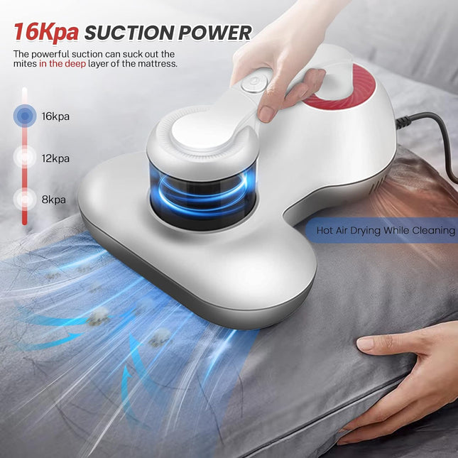 Bed Vacuum Cleaner With 12Kpa Powerful Suction d Handheld Mattress Vacuum Cleaner For Bed Sheet Pillow Couch3 Pcs Hepa Filter, Red And White Lp1003