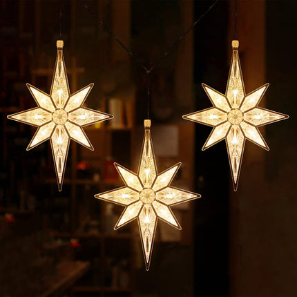 10.8 Inch Bethlehem Christmas Star Lights Plastic Lighted Star Tree Topper Large Hanging Window Lights LED Star Window Silhouette Decoration for Holiday (1 Pieces)