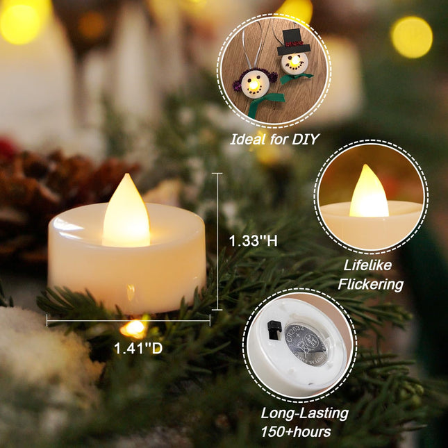 Amagic 30Pcs Flickering Flameless Tea Lights Battery Operated, 200+ Hours Long Lasting Electric Candle for Wedding Table Centerpiece, Home Decor, , Holiday Decor
