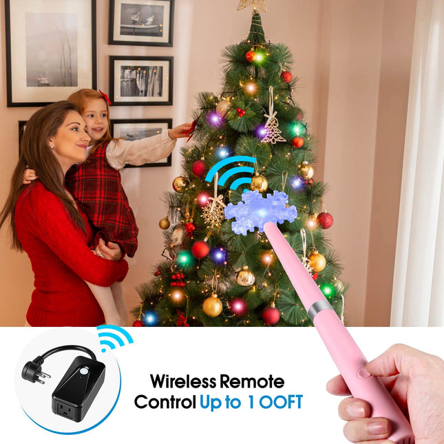 Magic Light Wand, Wireless Remote Control Outlet for Christmas String Lights and Decorations Lights, Remote Magic Wand Switch Kit with Music, Ideas for Kids/Friends/Family (Pink)