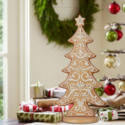 Gingerbread Christmas Tree Collectible Figurines - Village Gingerbread Fantastic Sequins Christmas Tree Tabletop Decoration Braxio (Extra Large)
