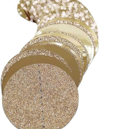 6 Pcs Glitter Champagne Gold Paper Circle Dots Garland Party Hanging Bunting Birthday Party Decorations Engagement Party Bridal Shower Wedding Baby Shower Christmas Supplies Photo Backdrop (52 Feet)