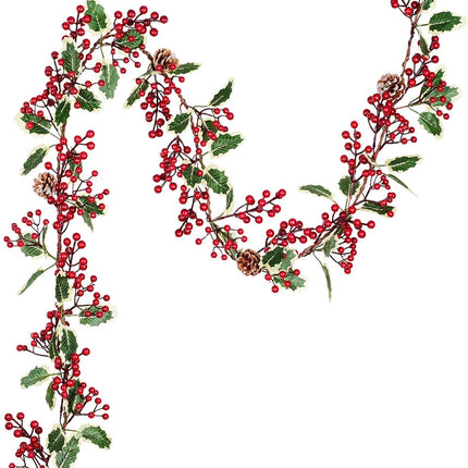 Artiflr 7FT Red Berry Christmas Garland with Pine Cone Garland Artificail Berry Garland Indoor Outdoor Garden Gate Hone Decoration for Winter Holiday Year Decor